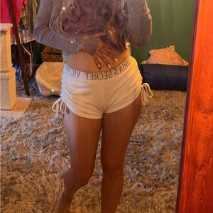 Victoria's Secret Cream Side-Tie Shorts with Glitter wording